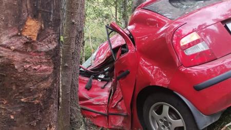 Řidič skončil s autem ve stromě. Nehodu nepřežil!