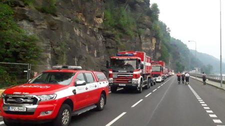 V Hřensku byl největším problémem stálý vítr a vedro, popisují dobrovolní hasiči z Plzně