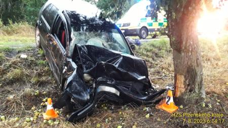 Tři muži se zranili při nehodě osobního auta na Domažlicku