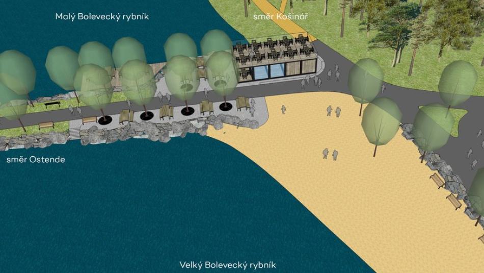 Plzeň začíná se stavbou nového stánku na hrázi Boleveckého rybníka