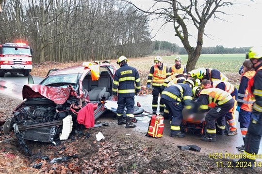 Mladý řidič narazil s autem do stromu, těžce se zranil